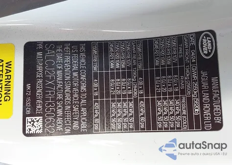 2024 Land Rover Discovery Sport Core S from USA, damaged, VIN SALCJ2FX7RH350632